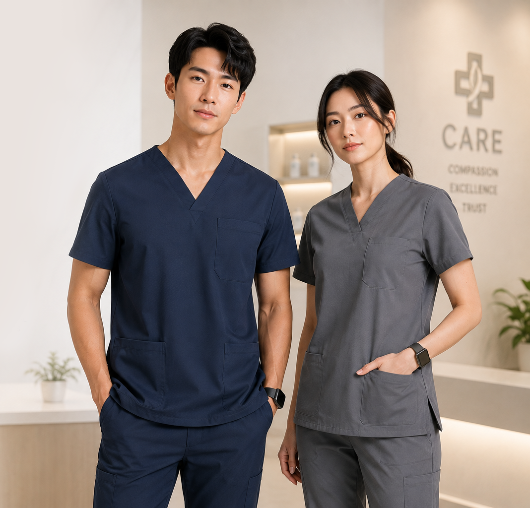 Healthcare professionals wearing HITO scrubs